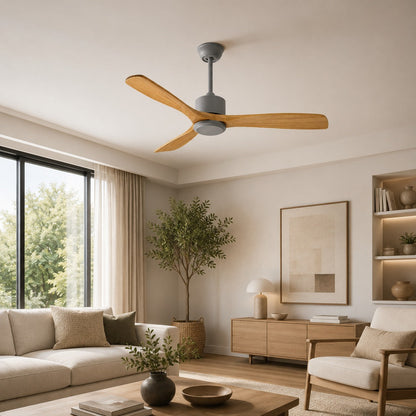 Wood Blade 152 cm Ceiling Fan with Pure Copper Motor Remote Black White or Grey
