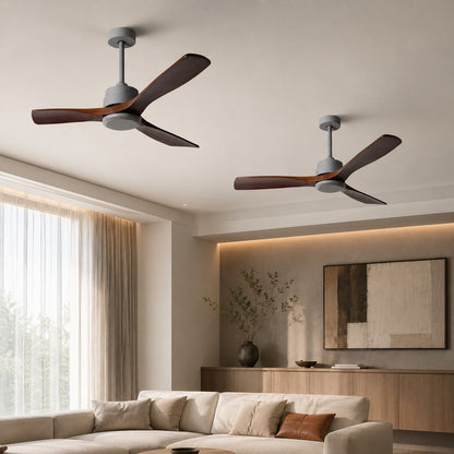 Wood Blade 152 cm Ceiling Fan with Pure Copper Motor Remote Black White or Grey