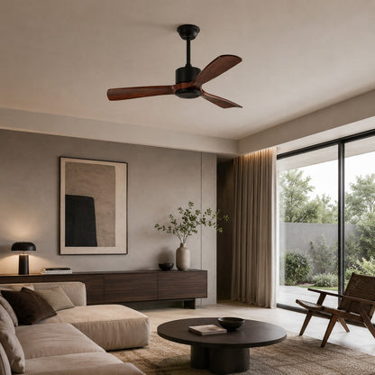 Wood Blade 152 cm Ceiling Fan with Pure Copper Motor Remote Black White or Grey
