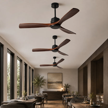 Wood Blade 152 cm Ceiling Fan with Pure Copper Motor Remote Black White or Grey