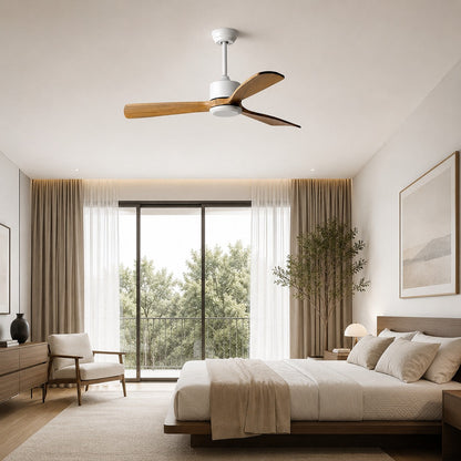 Wood Blade 152 cm Ceiling Fan with Pure Copper Motor Remote Black White or Grey