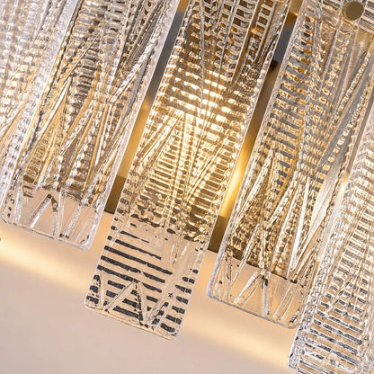 Textured Glass Semi-Flush Ceiling Light Copper Frame LED Warm Ambient