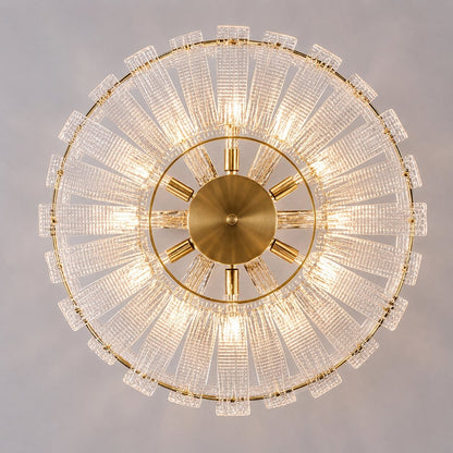 Textured Glass Semi-Flush Ceiling Light Copper Frame LED Warm Ambient