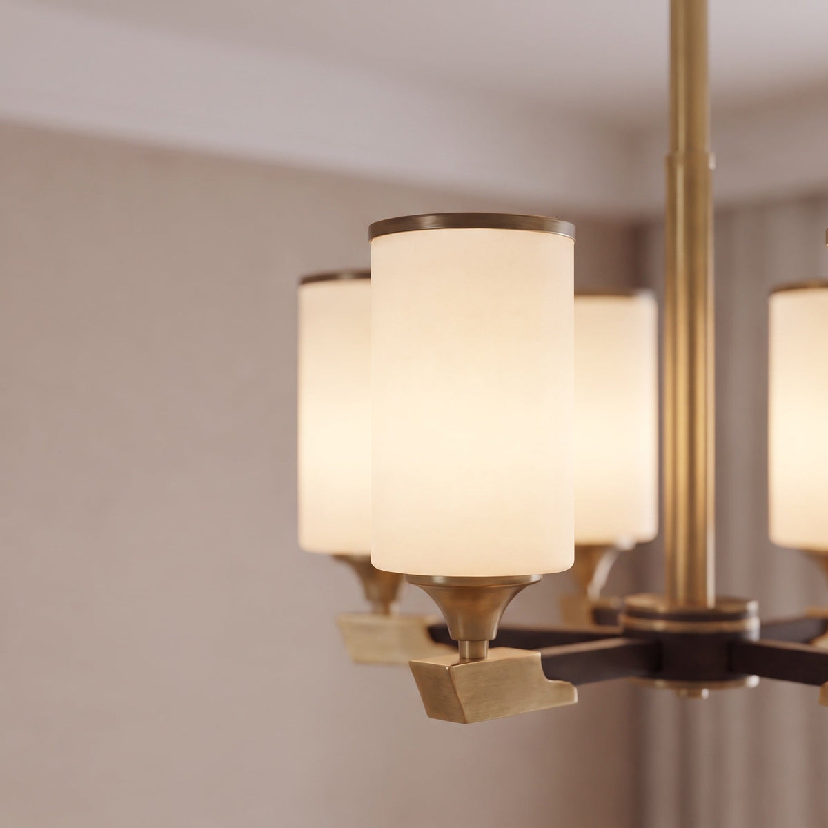 Copper Gold Chandelier Upward Ivory Glass 3 to 10 Head