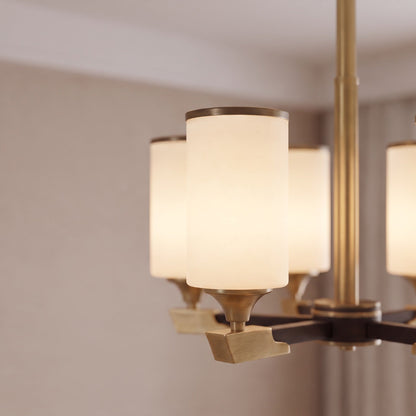 Copper Gold Chandelier Upward Ivory Glass 3 to 10 Head