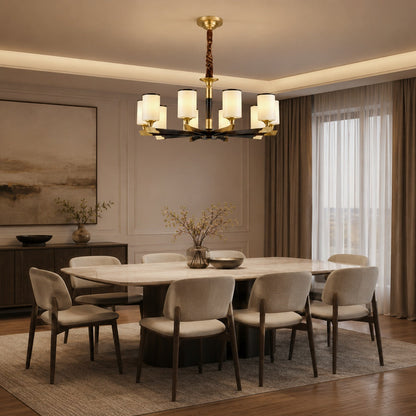 Copper Gold Chandelier Upward Ivory Glass 3 to 10 Head