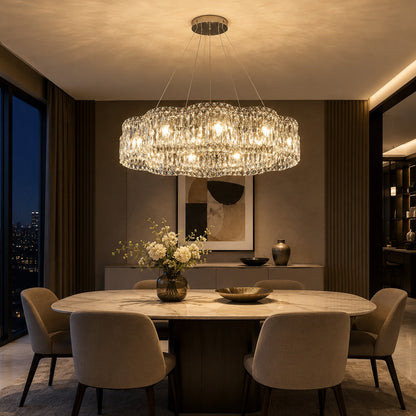 Crystal Chandelier Adjustable Hanging LED Light Fixture