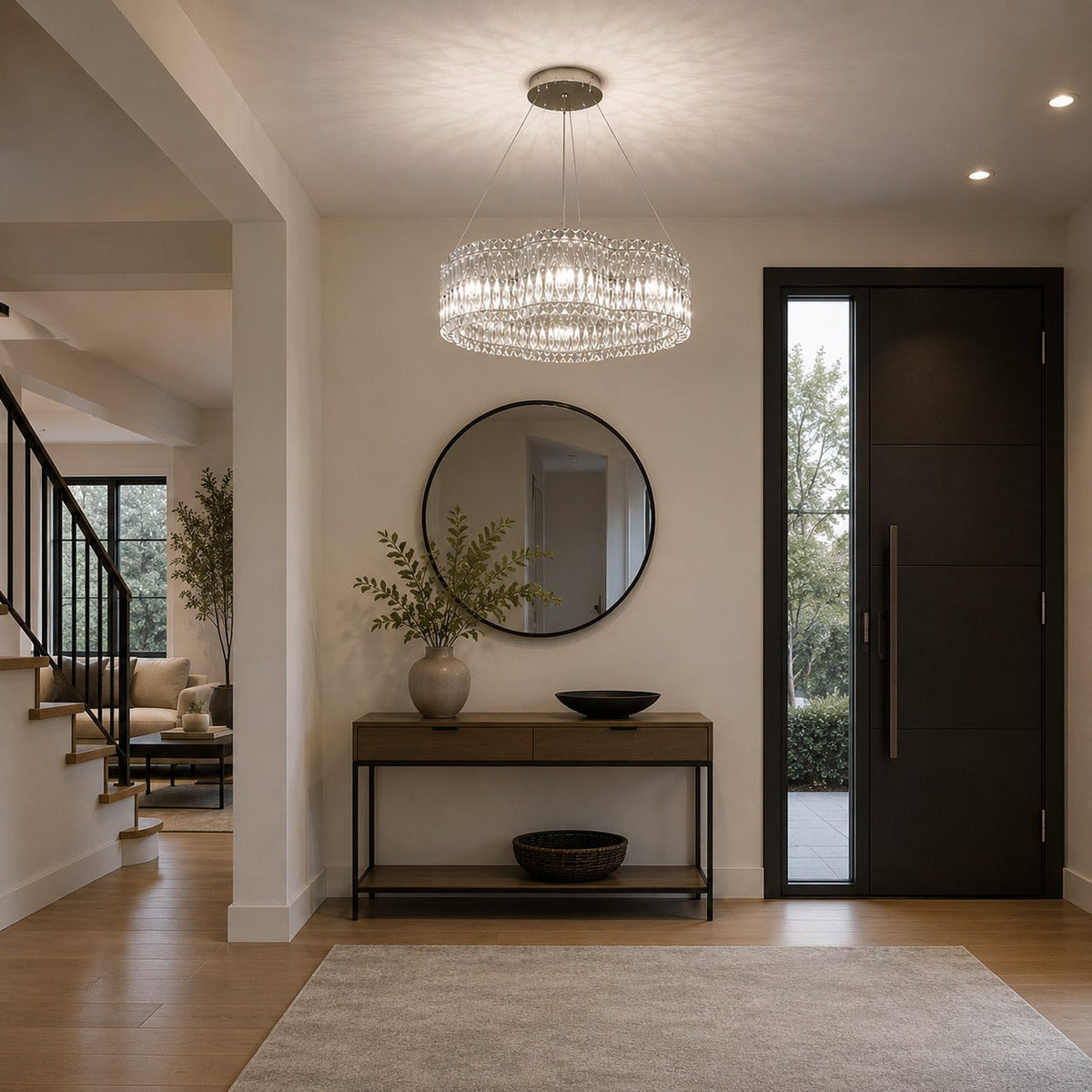 Crystal Chandelier Adjustable Hanging LED Light Fixture