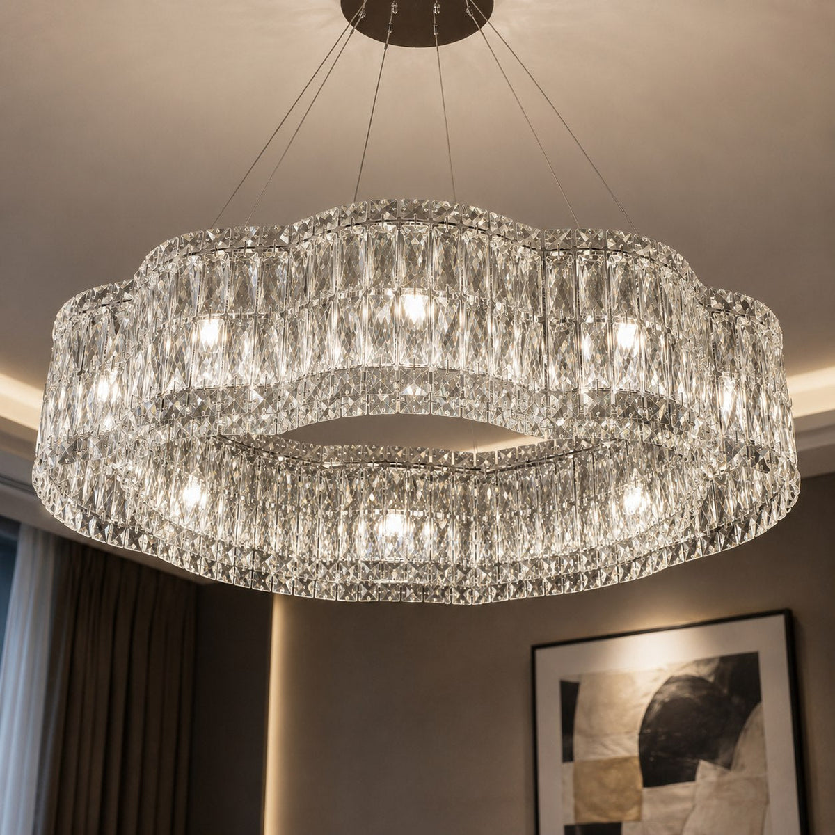 Crystal Chandelier Adjustable Hanging LED Light Fixture