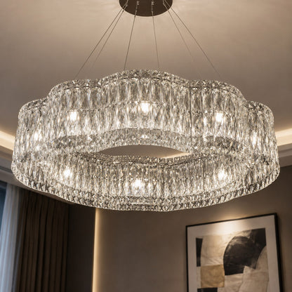 Crystal Chandelier Adjustable Hanging LED Light Fixture