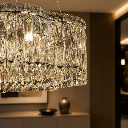 Crystal Chandelier Adjustable Hanging LED Light Fixture