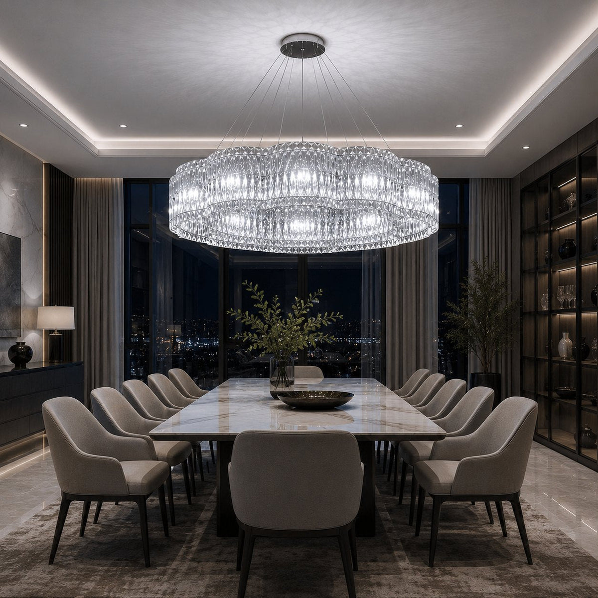 Crystal Chandelier Adjustable Hanging LED Light Fixture