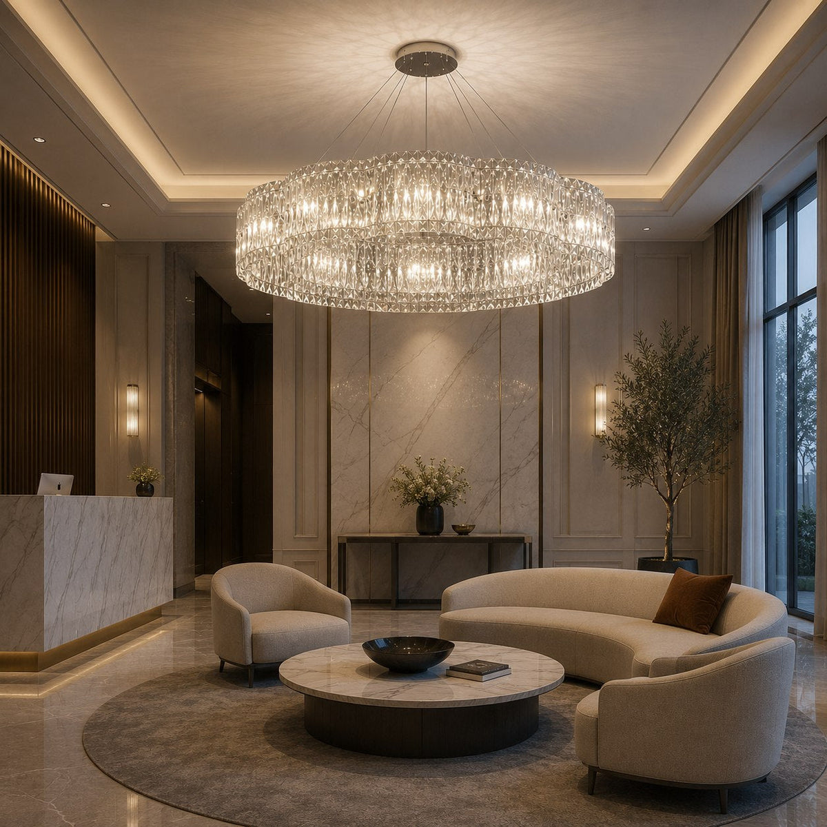 Crystal Chandelier Adjustable Hanging LED Light Fixture