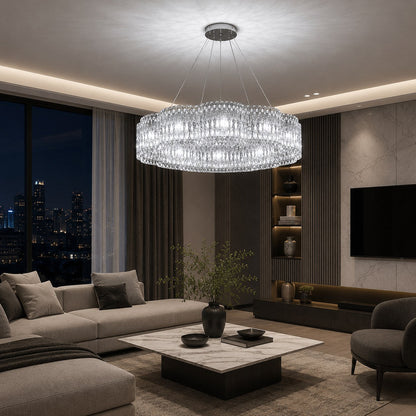 Crystal Chandelier Adjustable Hanging LED Light Fixture