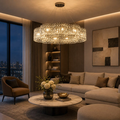 Crystal Chandelier Adjustable Hanging LED Light Fixture