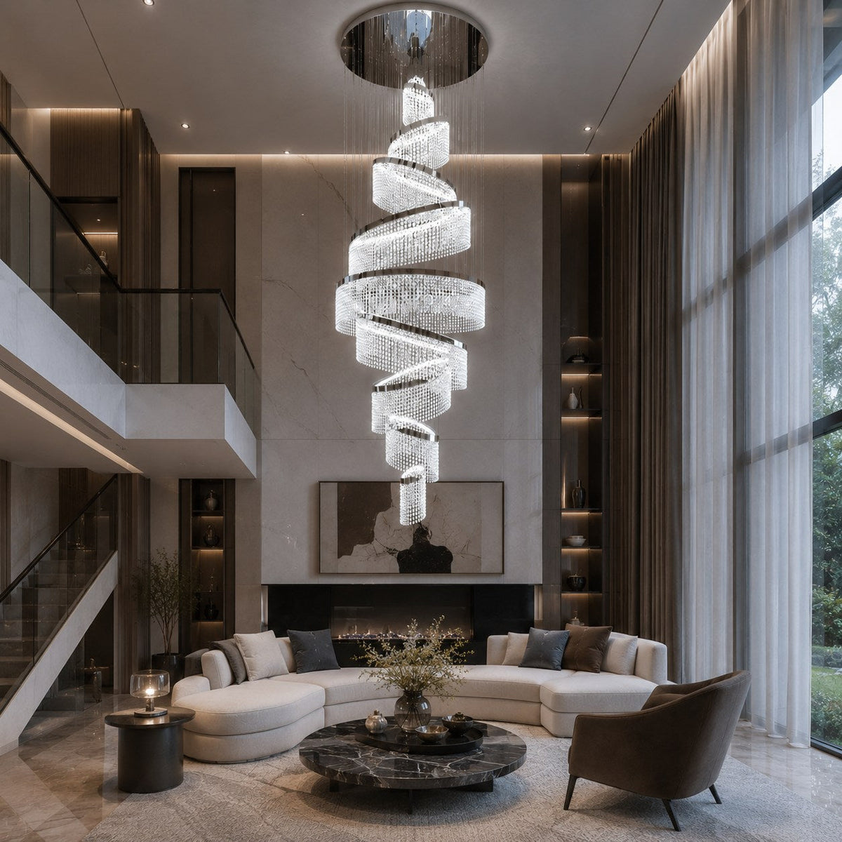 Crystal Multi-Ring Chandelier Hanging LED Light