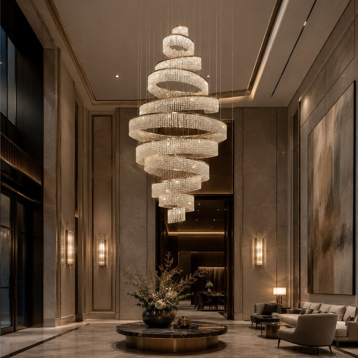 Crystal Multi-Ring Chandelier Hanging LED Light