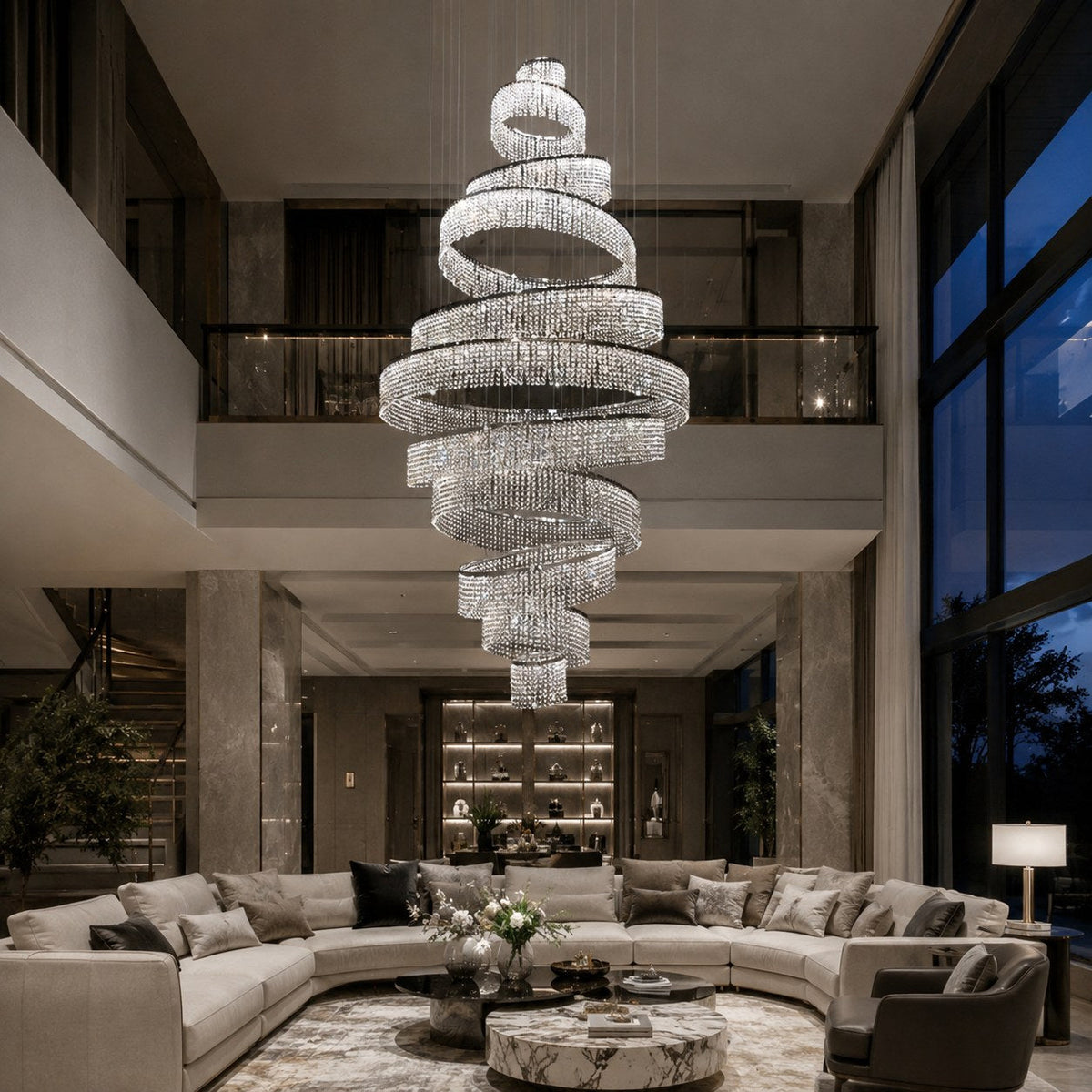 Crystal Multi-Ring Chandelier Hanging LED Light