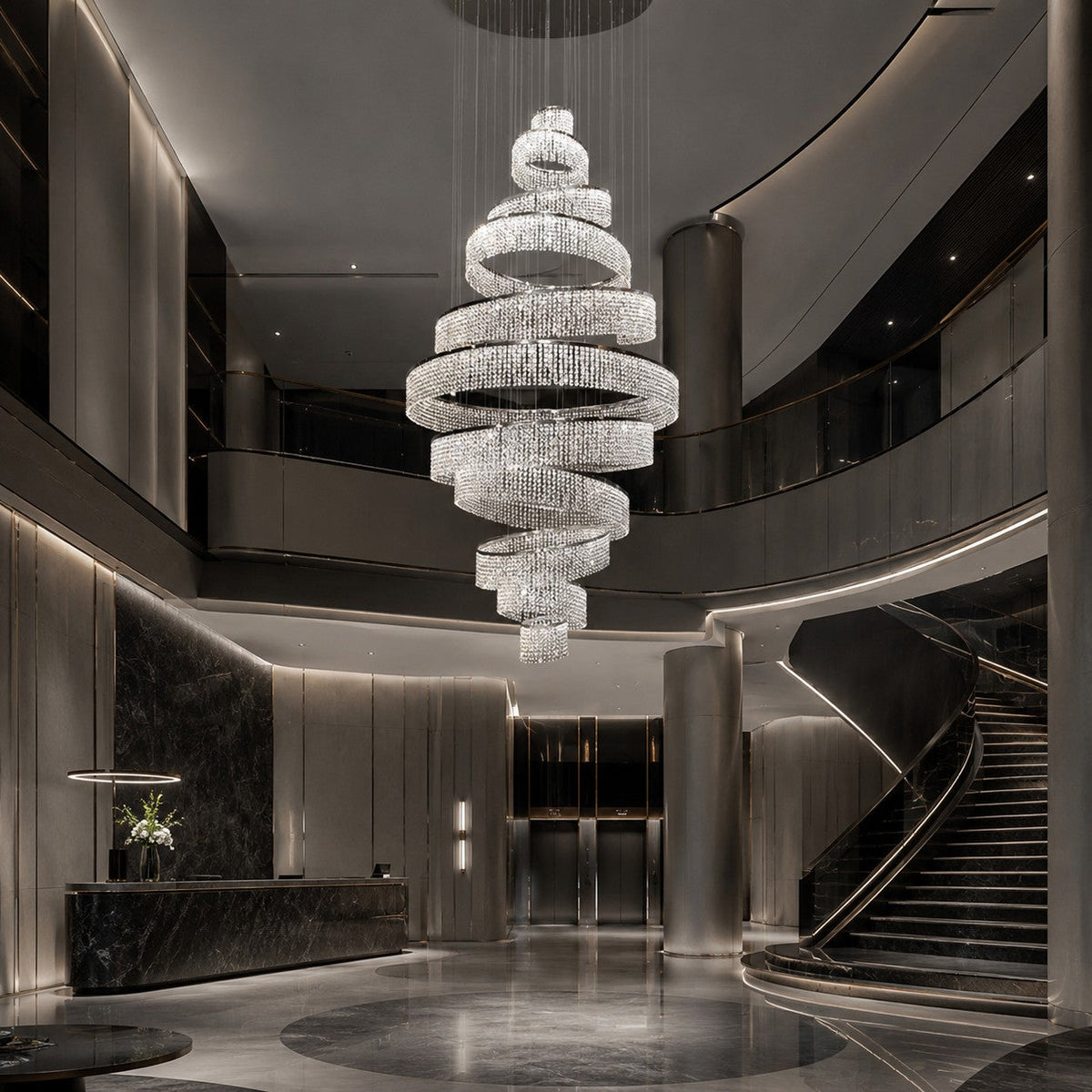 Crystal Multi-Ring Chandelier Hanging LED Light
