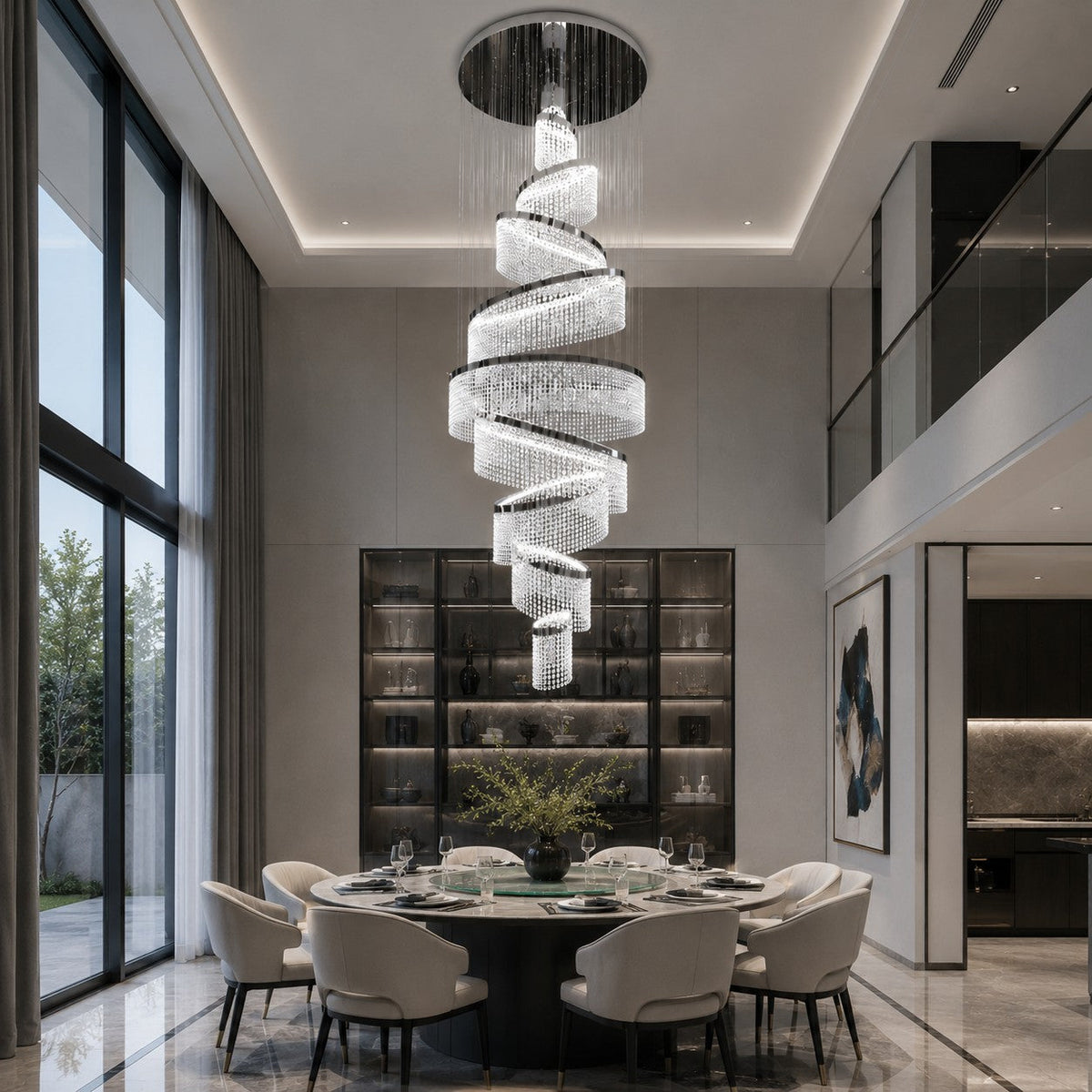 Crystal Multi-Ring Chandelier Hanging LED Light