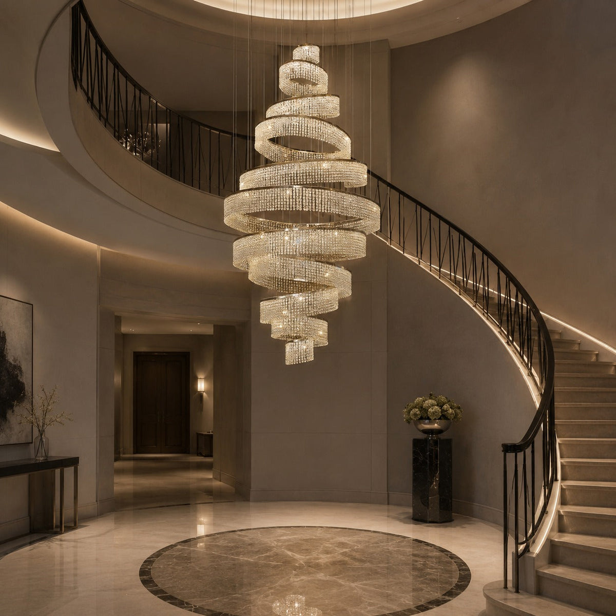 Crystal Multi-Ring Chandelier Hanging LED Light