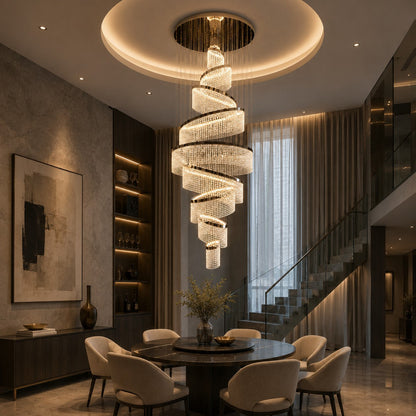 Crystal Multi-Ring Chandelier Hanging LED Light