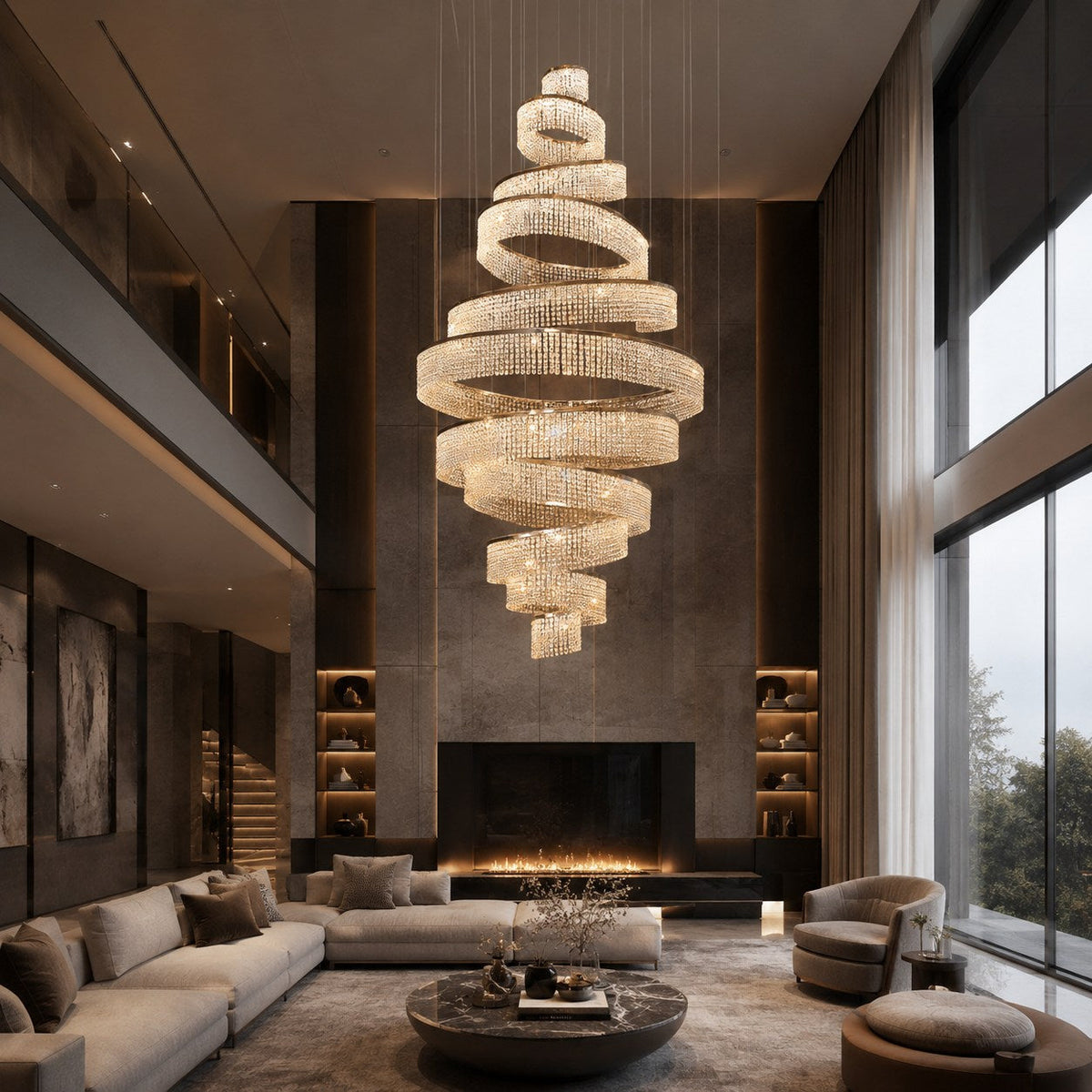 Crystal Multi-Ring Chandelier Hanging LED Light