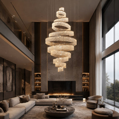 Crystal Multi-Ring Chandelier Hanging LED Light