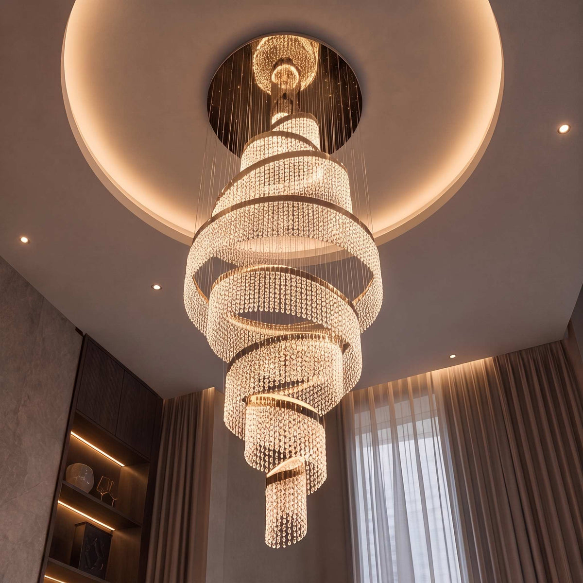 Crystal Multi-Ring Chandelier Hanging LED Light