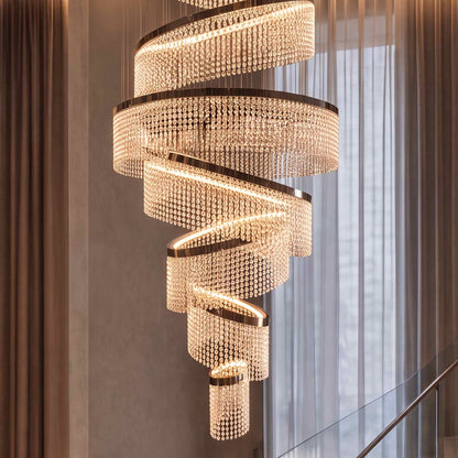 Crystal Multi-Ring Chandelier Hanging LED Light