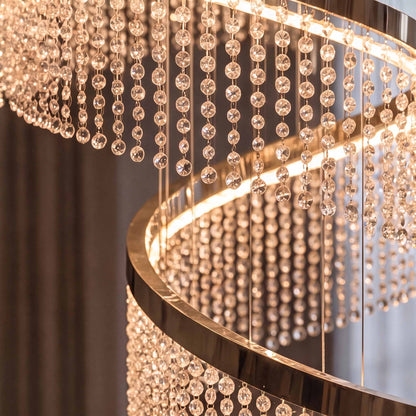 Crystal Multi-Ring Chandelier Hanging LED Light