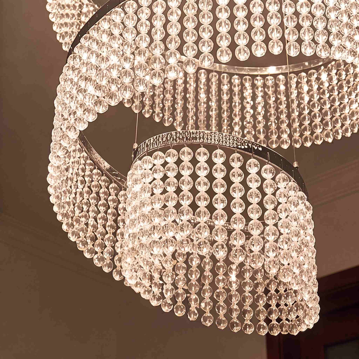 Crystal Multi-Ring Chandelier Hanging LED Light
