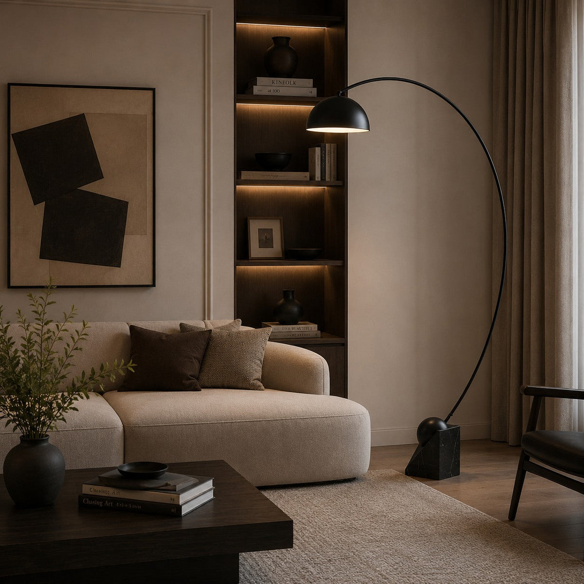 Marble Base Floor Lamp Gold Adjustable LED 60-72in