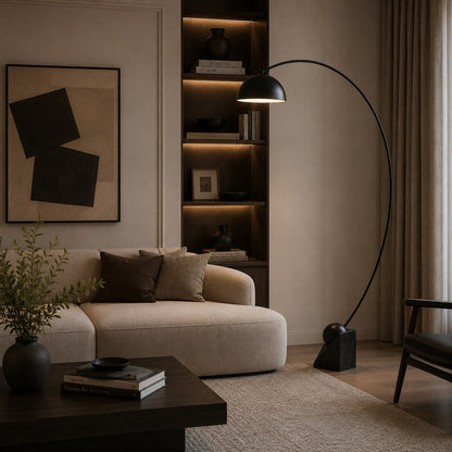 Marble Base Floor Lamp Gold Adjustable LED 60-72in