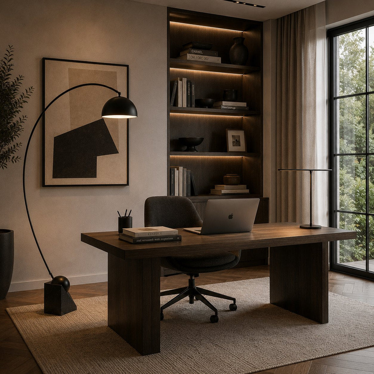 Marble Base Floor Lamp Gold Adjustable LED 60-72in
