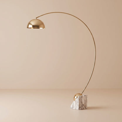 Marble Base Floor Lamp Gold Adjustable LED 60-72in
