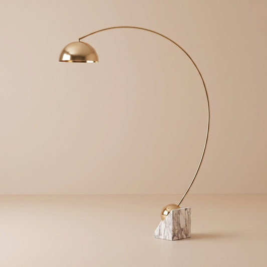 Marble Base Floor Lamp Gold Adjustable LED 60-72in