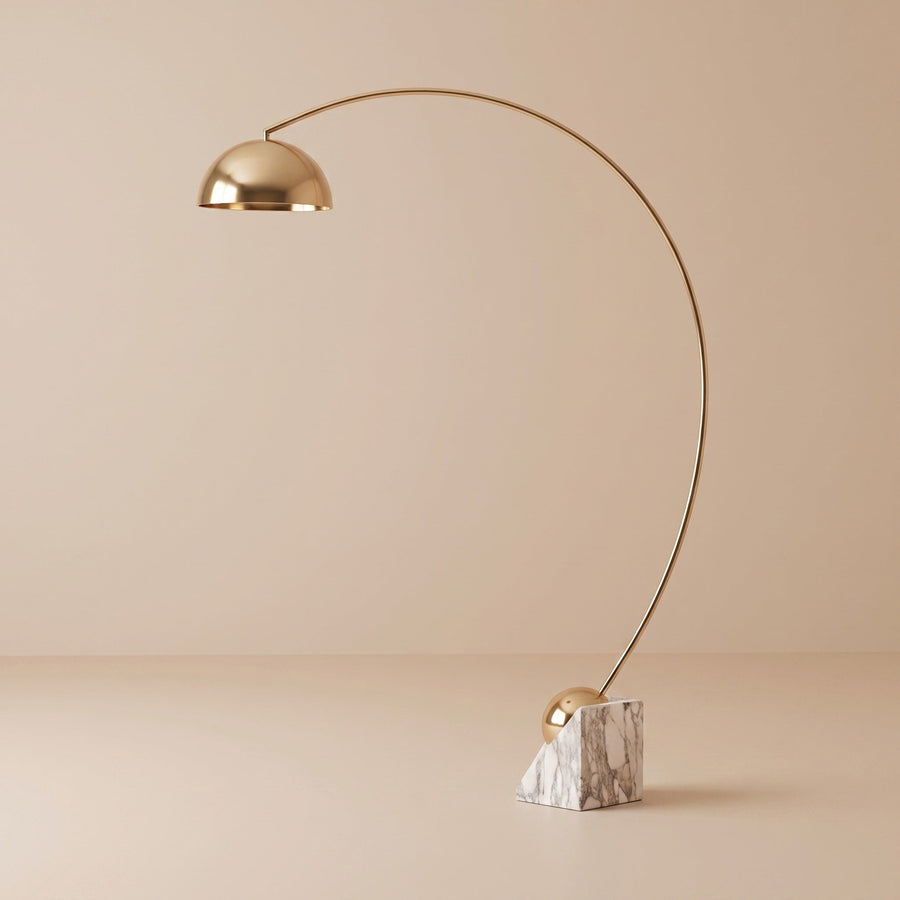 Marble Base Floor Lamp Gold Adjustable LED 60-72in
