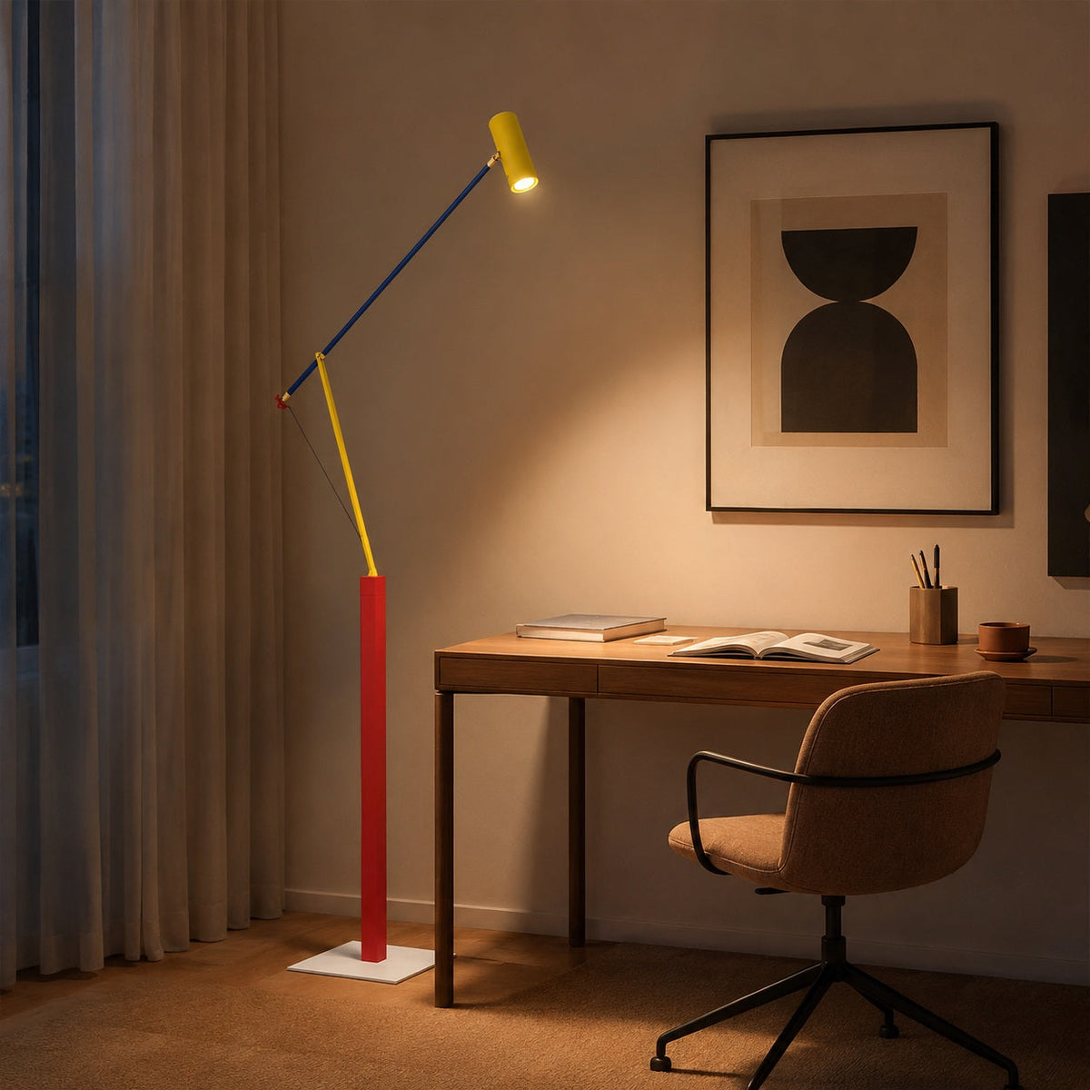 Iron Floor Lamp Aluminium Shade Adjustable COB LED
