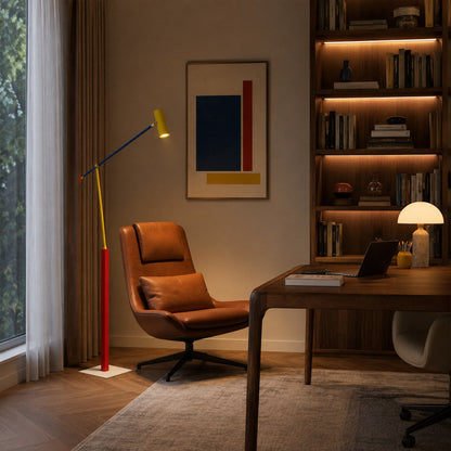 Iron Floor Lamp Aluminium Shade Adjustable COB LED