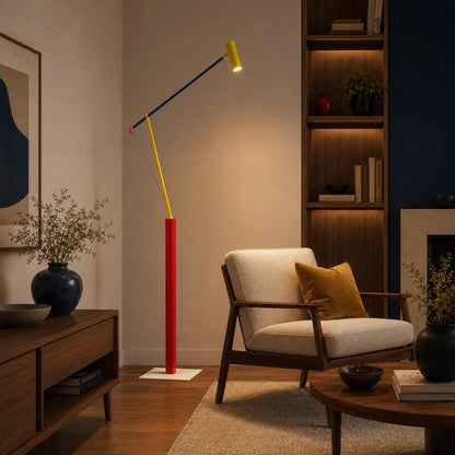 Iron Floor Lamp Aluminium Shade Adjustable COB LED