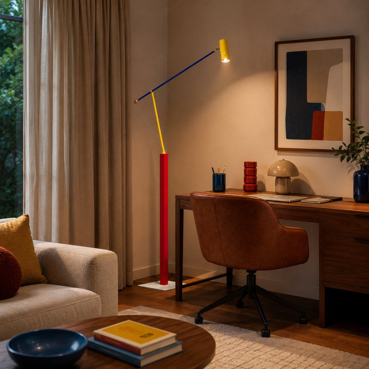 Iron Floor Lamp Aluminium Shade Adjustable COB LED