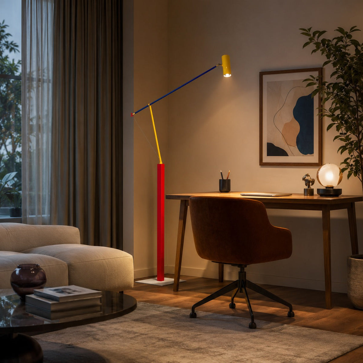 Iron Floor Lamp Aluminium Shade Adjustable COB LED