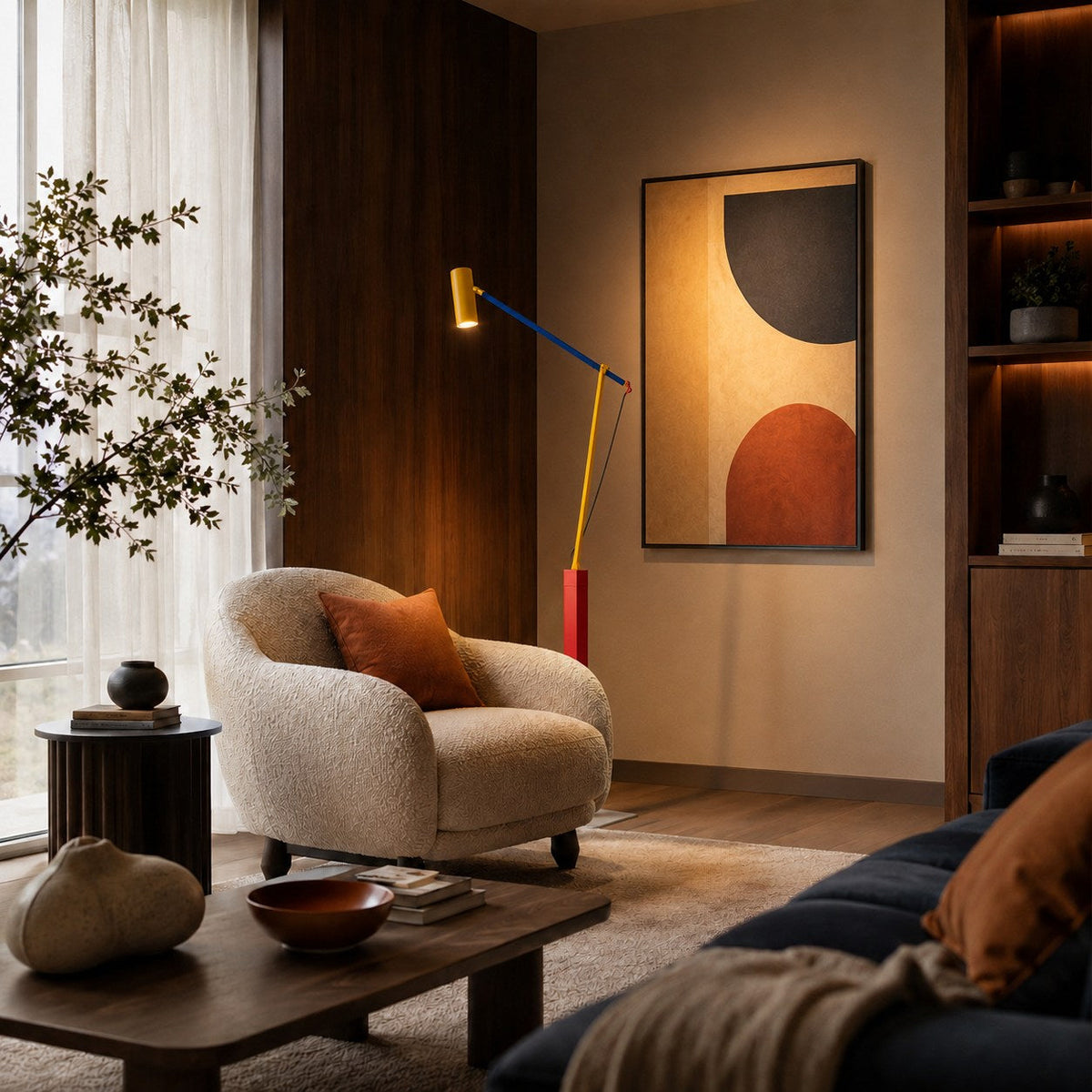 Iron Floor Lamp Aluminium Shade Adjustable COB LED