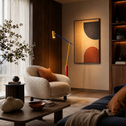 Iron Floor Lamp Aluminium Shade Adjustable COB LED