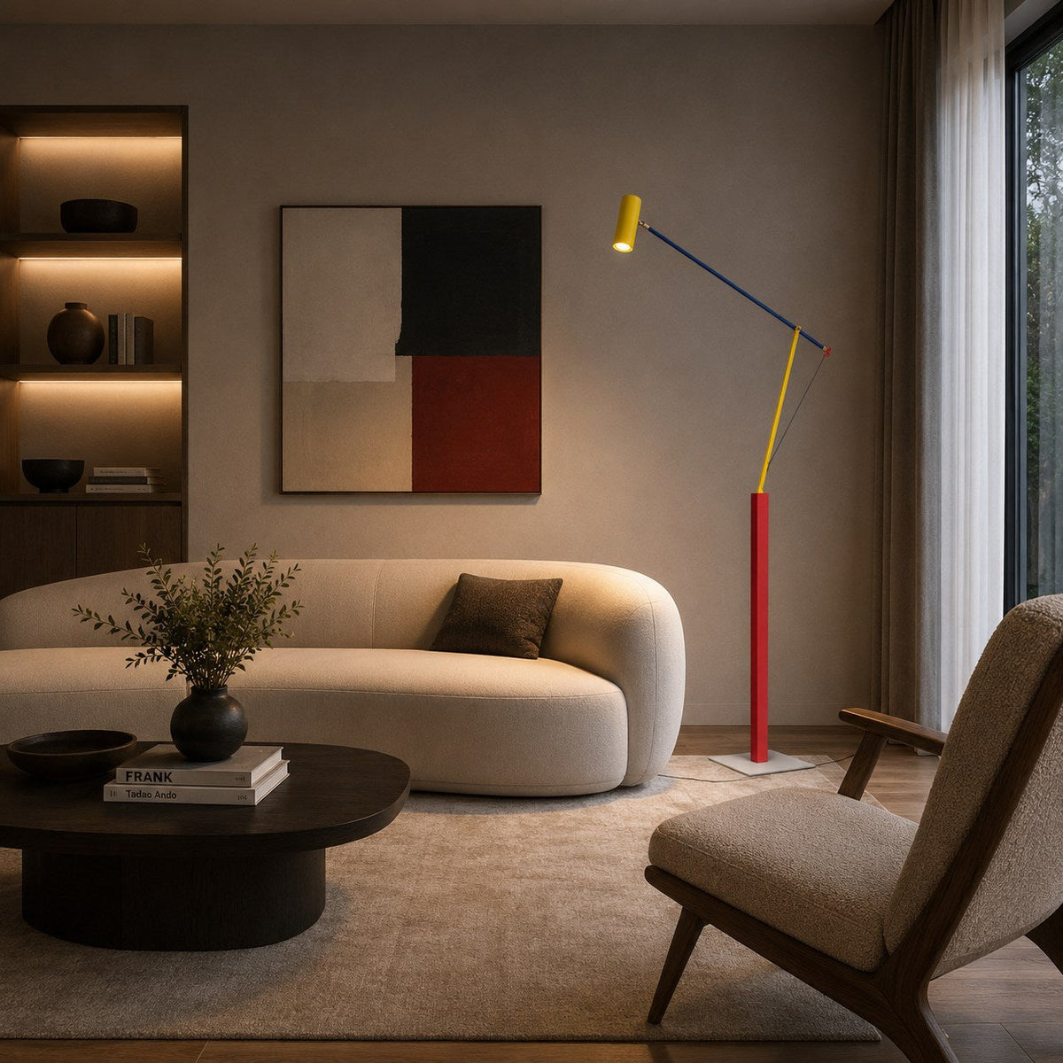 Iron Floor Lamp Aluminium Shade Adjustable COB LED