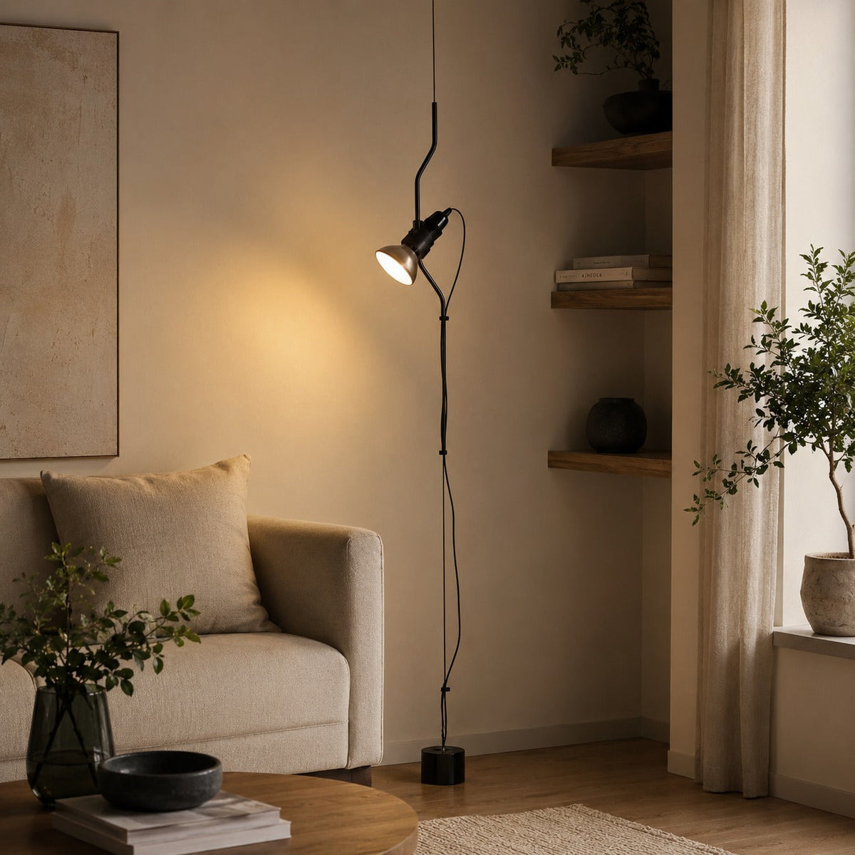 Floor-to-Ceiling Tension Floor Lamp Adjustable Spotlight