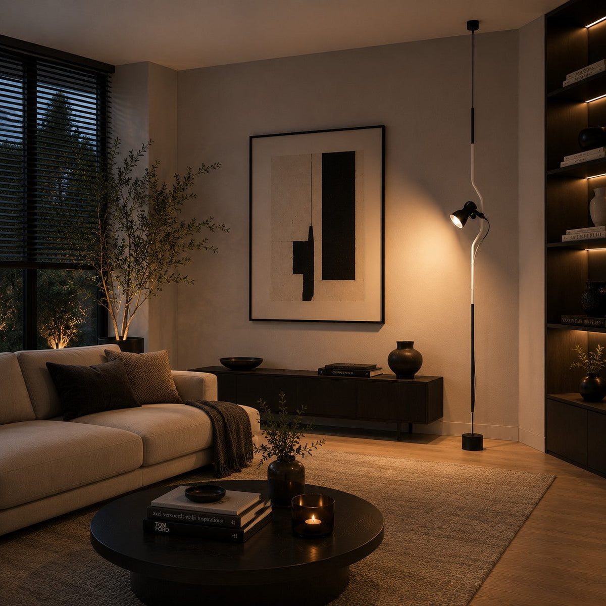 Floor-to-Ceiling Tension Floor Lamp Adjustable Spotlight