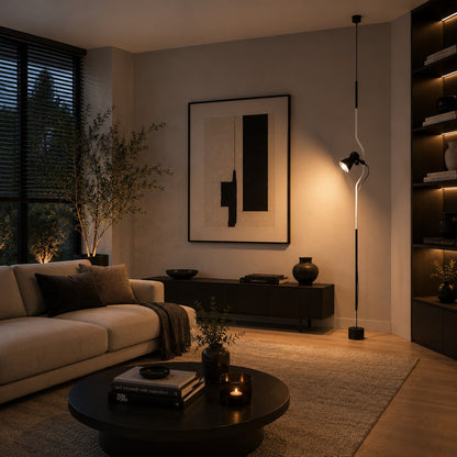 Floor-to-Ceiling Tension Floor Lamp Adjustable Spotlight