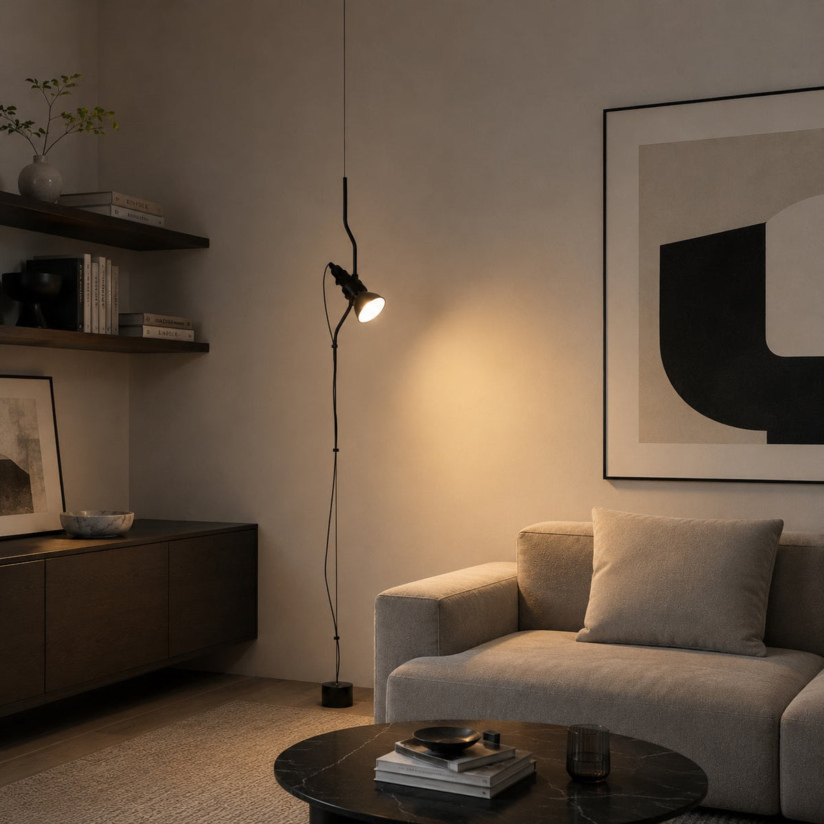 Floor-to-Ceiling Tension Floor Lamp Adjustable Spotlight
